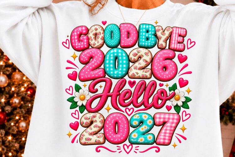 Goodbye 2026 Hello 2027 T-Shirt Design New Year Png example image 1