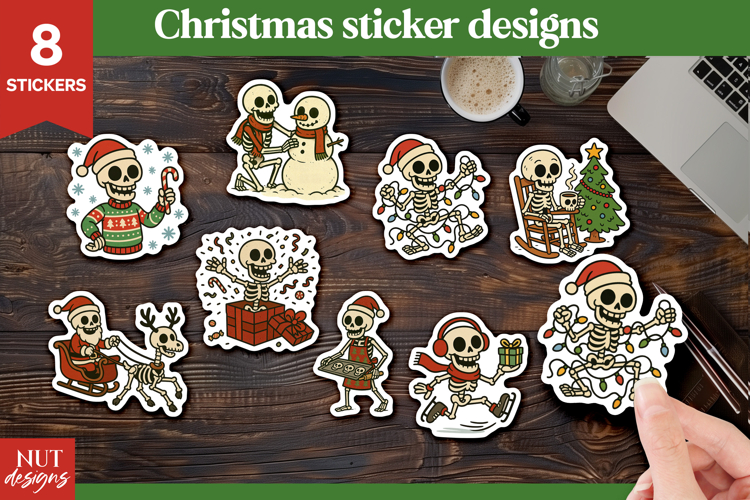 Christmas stickers Sarcastic Christmas Skeleton Stickers