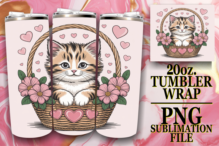 Bright Reflections 20oz tumbler wrap, Valentines Cat