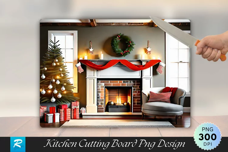 Rustic Farmhouse with Natural Christmas Decor Cutting Board