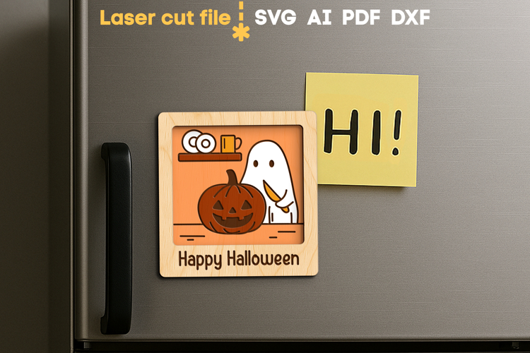 Halloween Ghost Magnet SVG laser cut files for Glowforge