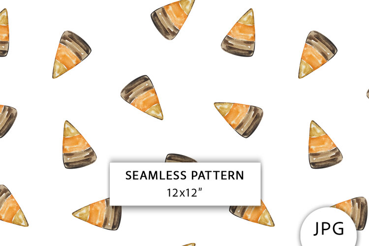 Watercolor Halloween Sweet Seamless Pattern example image 1