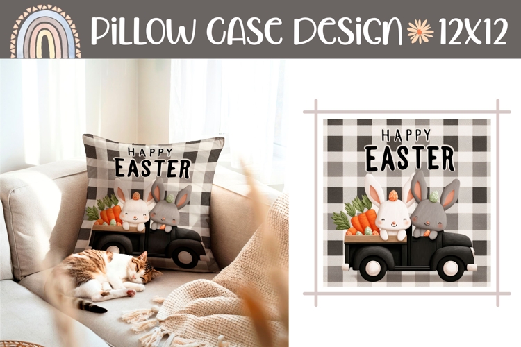 Happy Easter Pillow Design, Easter Truck Pillow Template