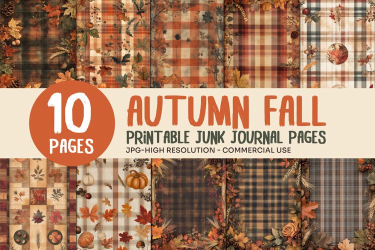 Autumn Plaid Junk Journal Pages example image 1