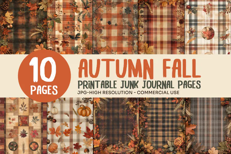 Autumn Plaid Junk Journal Pages