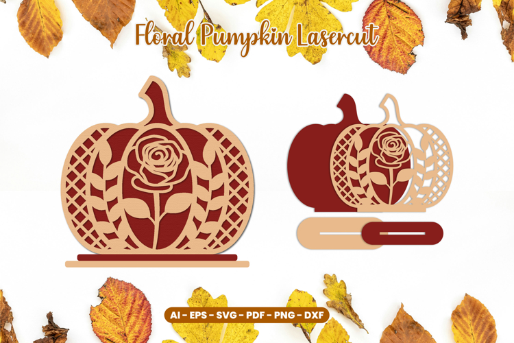 Autumn Floral Pumpkin Laser Cut SVG | Standing Fall Decor