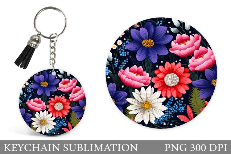 Flowers Keychain Sublimation. 3D Flowers Keychain Design example image 1
