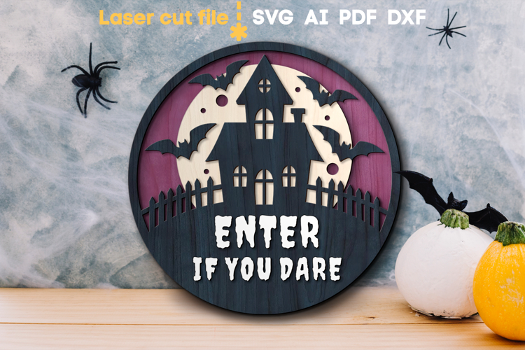 Halloween House SVG laser cut files for Glowforge