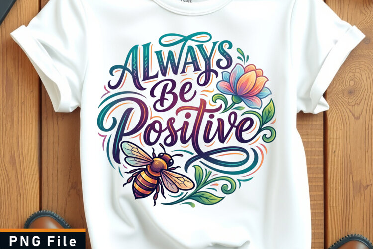 Always be positive Inspirational quote sublimation PNG shirt example image 1