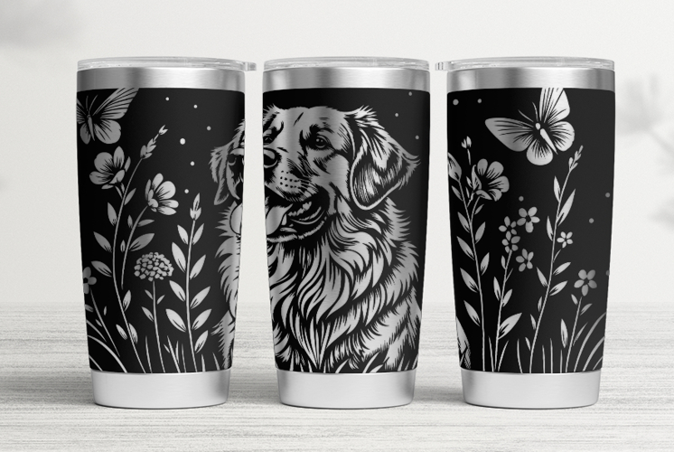 20oz Tumbler laser svg|Retriever Dog Among Flowers design
