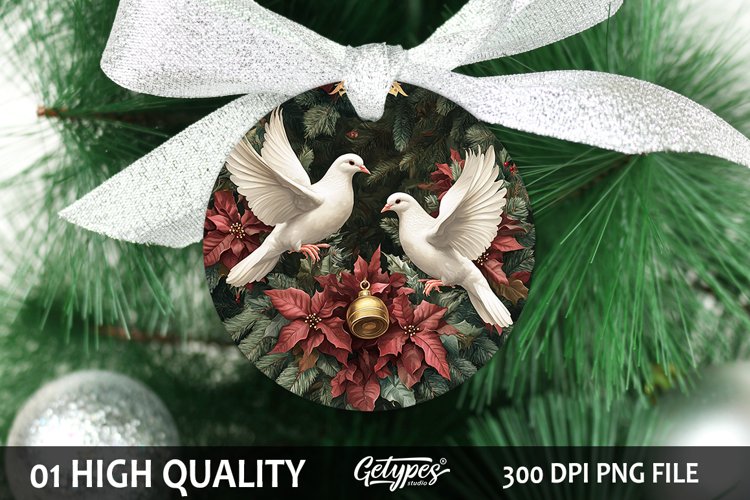 Christmas Dove Bird Ornament - Christmas Sublimation PNG