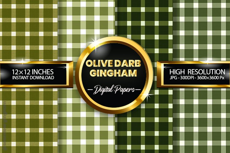 Olive Darb Gingham Digital Papers 04 Variations