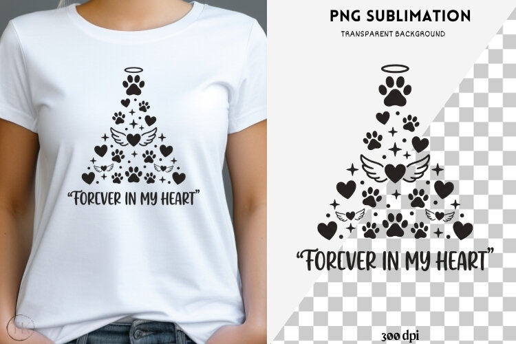 Paw print Christmas tree png design for T-shirts example image 1