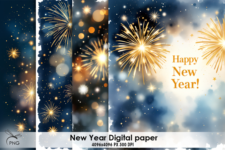New Year digital paper, background clipart