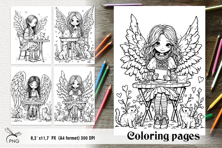 Valentines Day Angel coloring pages