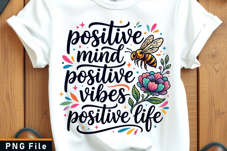 Positive mind positive vibes positive life Inspirational PNG example image 1