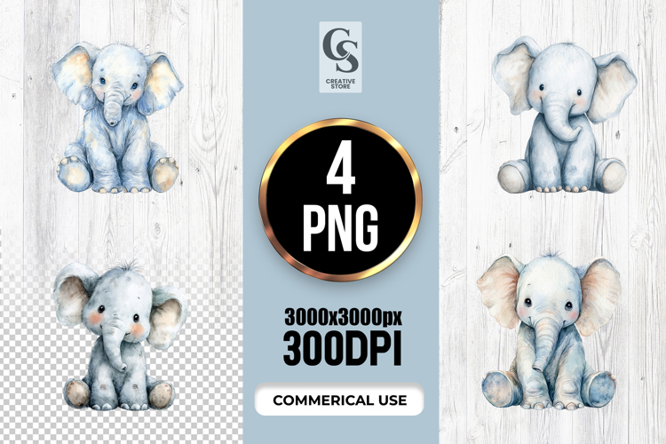 Elephant Watercolor Clipart Image 2