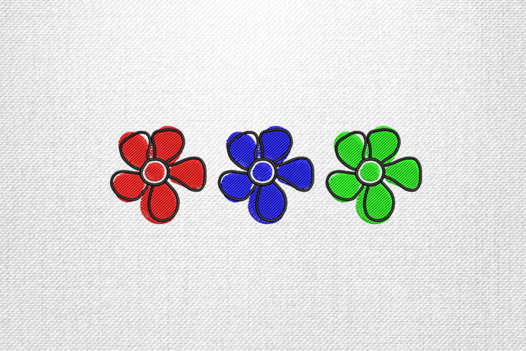 Triple Color Petal Flower Embroidery Design