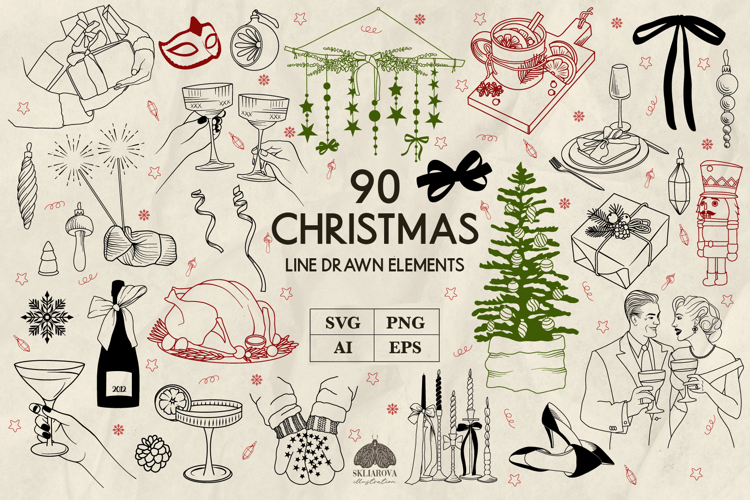 Christmas Doodle Elements Svg Png Eps