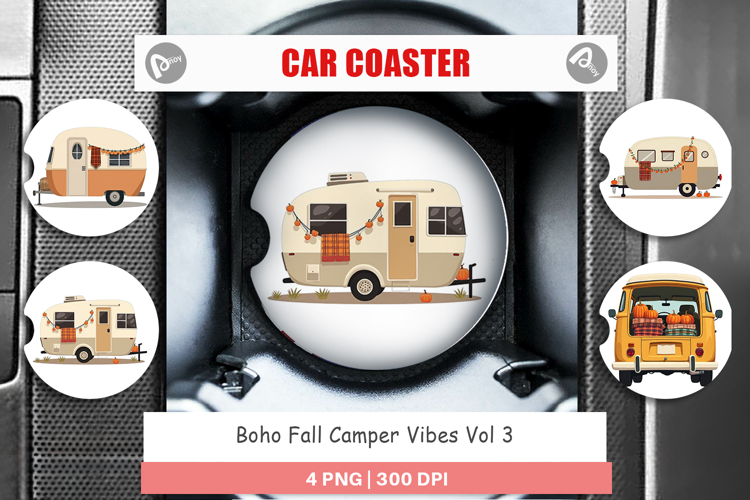 Car Coaster Boho Fall Camper