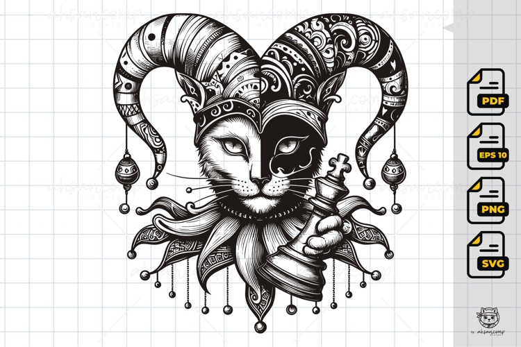 Cat Clipart Black And White Image 16