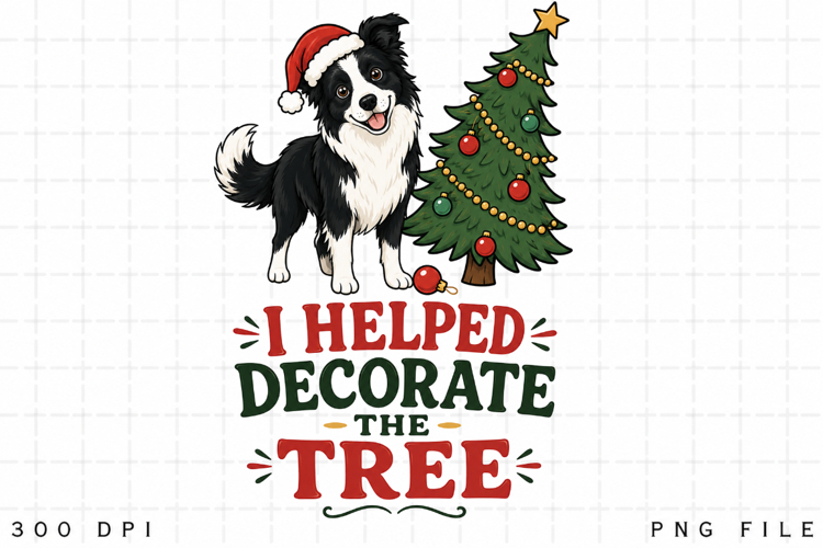Border Collie Christmas PNG, I Helped Decorate The Tree PNG