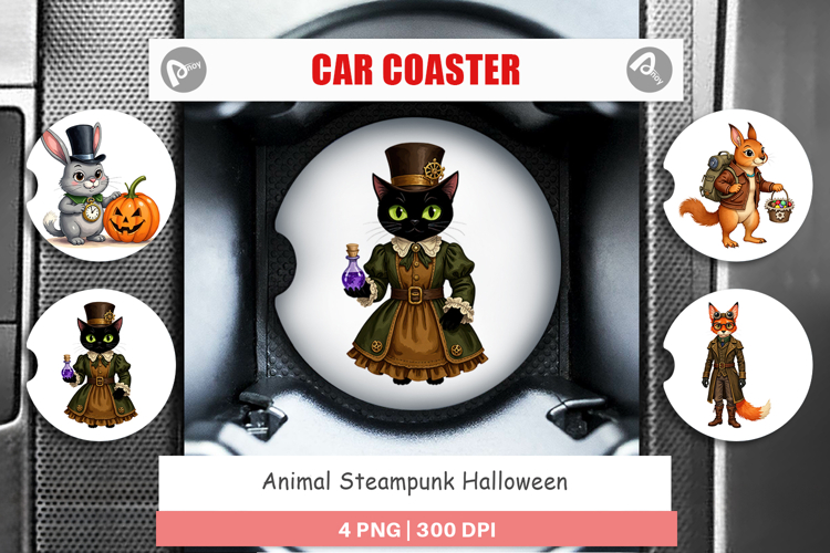 Car Coaster Steampunk Halloween Animals