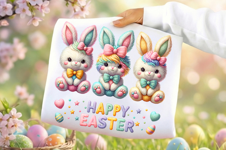 Faux yarn Bunny PNG, Faux Yarn Easter Png Happy Easter Bunny
