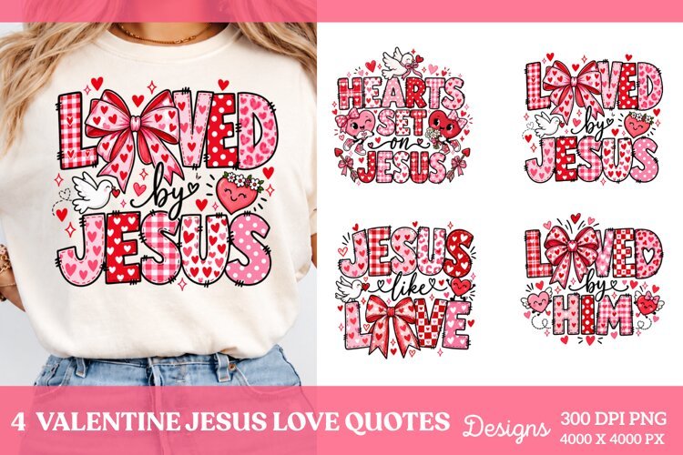 Valentine Jesus 4 Shirt PNG Designs, 4 Christian Valentine S example image 1