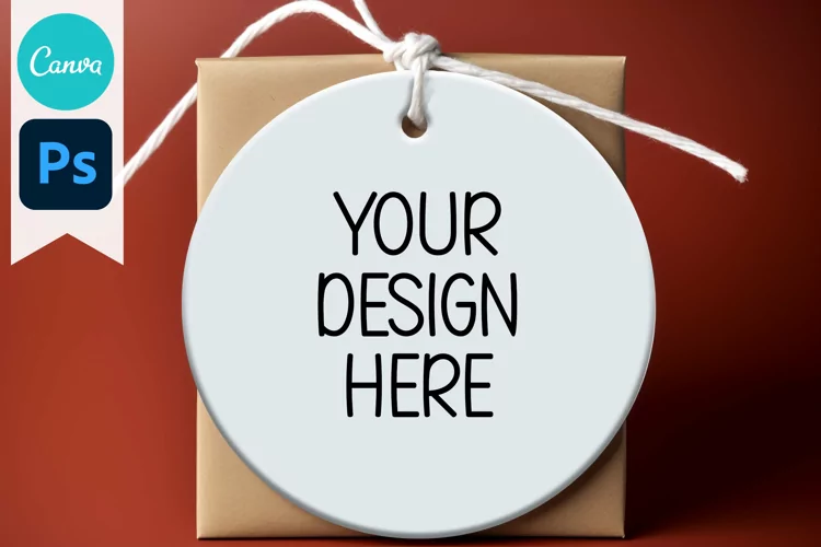 Blank Circle Christmas Ornament Mockup | Sublimation Mockup