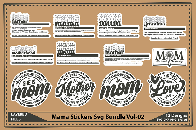 Mama Stickers Svg Bundle