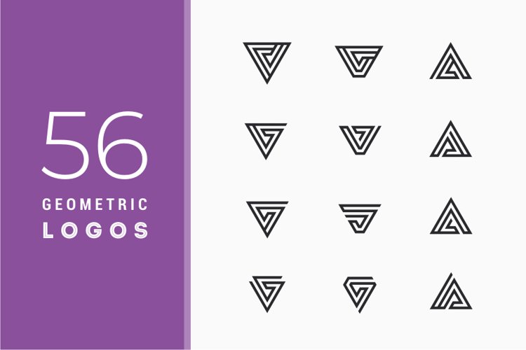 56 Geometric Mono Line Vector Logos