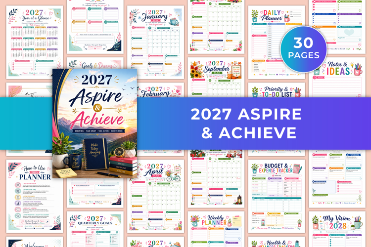 2027 Aspire & Achieve Planner | Goal Setting, Monthly