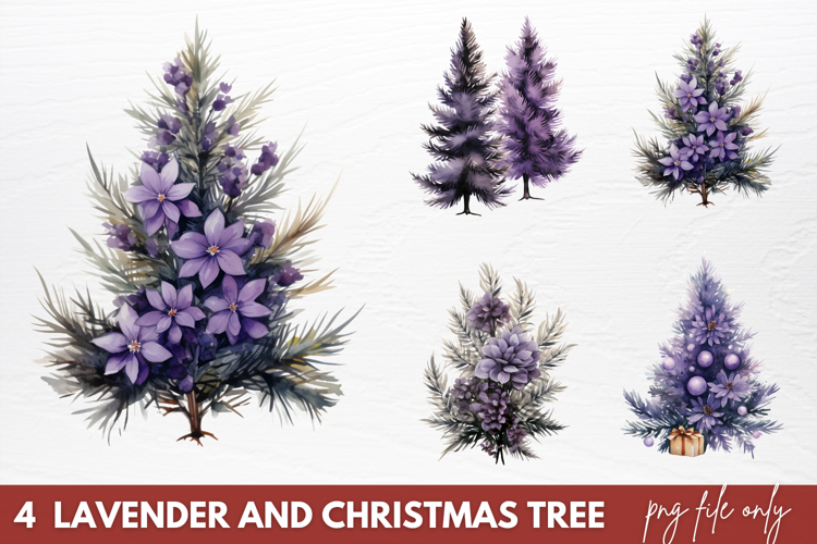 Lavender And Christmas Tree Sublimation PNG