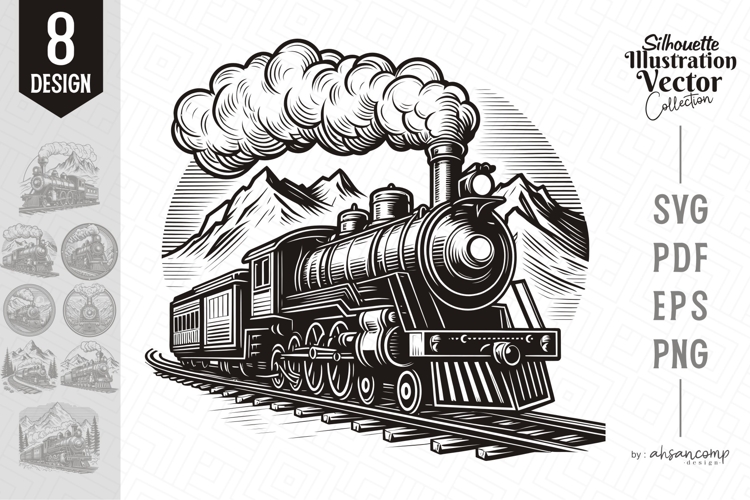 Vintage Steam Train Vector Illustration