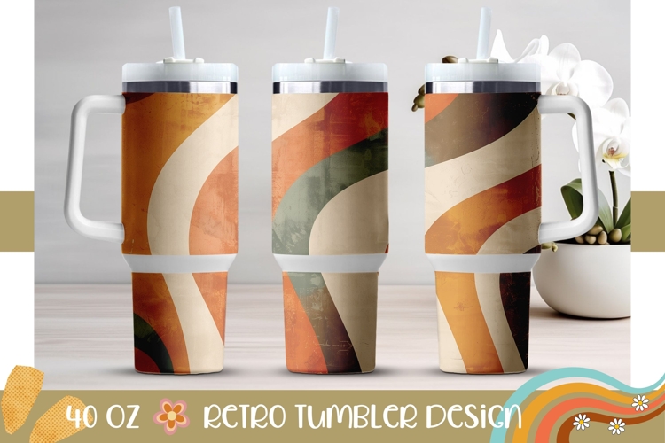 Retro Stripes Tumbler Sublimation, Retro 40 Oz Tumbler Print