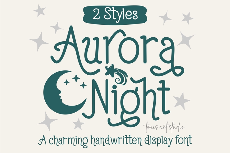 Aurora Night Font, Cute Handwritten Display Font