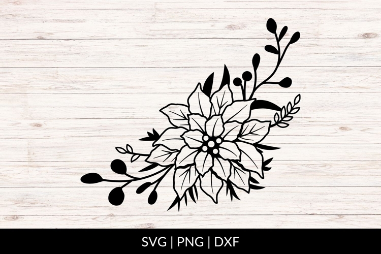 Hand Drawn Poinsettia Corner SVG