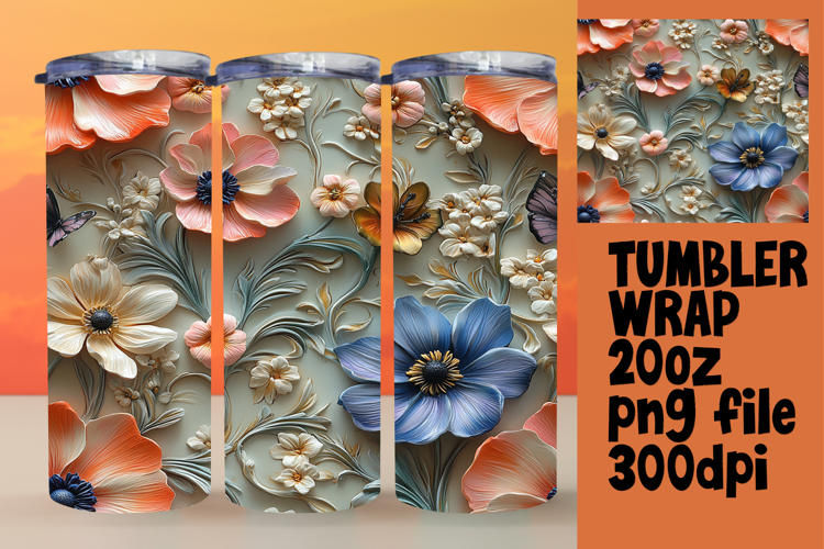 Beautiful Gift: 20oz Tumbler Wrap , 3D Flower