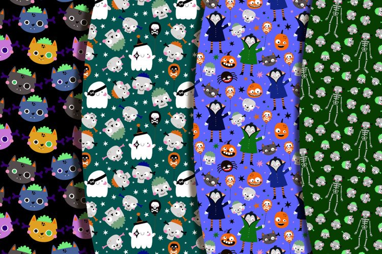 Halloween Cartoon Seamless Patterns JPG example image 1