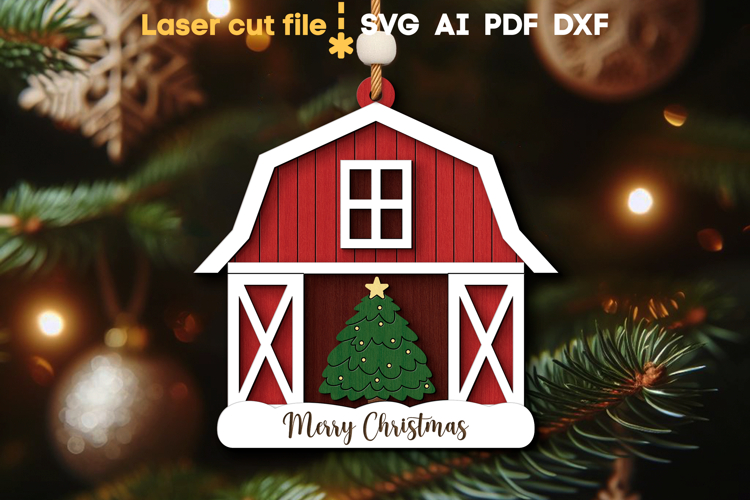 Barn Christmas Tree Toy SVG laser cut files for Glowforge