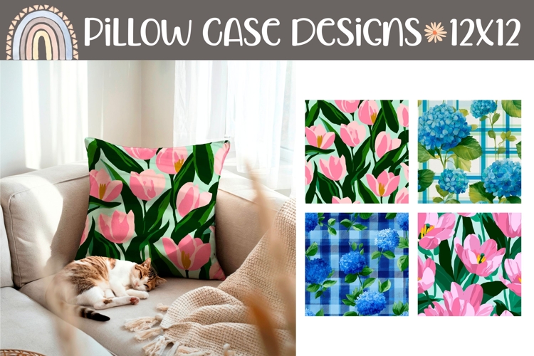 Tulips Pillow Case, Blue Hydrangea Pillow Designs