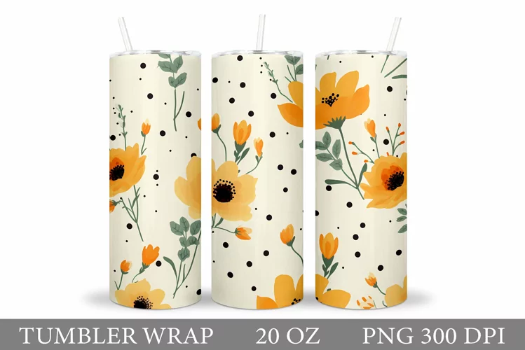 Flowers Tumbler Design. Flowers Tumbler Wrap Sublimation