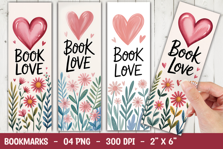 Book Love Floral Bookmark Sublimation