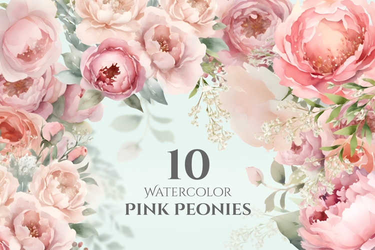 Pink Peony Clipart PNG, Watercolor Pink Peony Ornament
