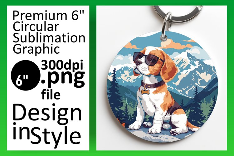 Mountain Pup Circle Design Sublimation,Adventure Keychain