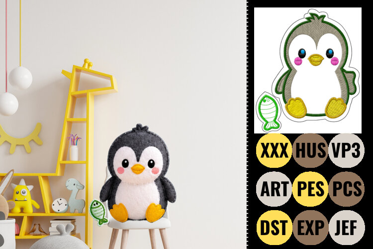 Cute Baby Penguin Embroidery Design example image 1