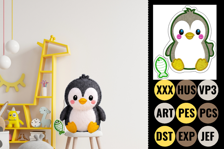 Cute Baby Penguin Embroidery Design
