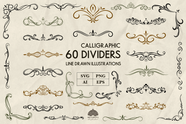 Vintage Calligraphic Text Dividers SVG PNG EPS AI
