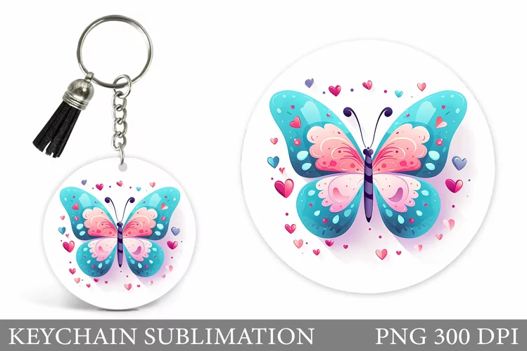 Butterfly Round Keychain. Butterfly Keychain Design